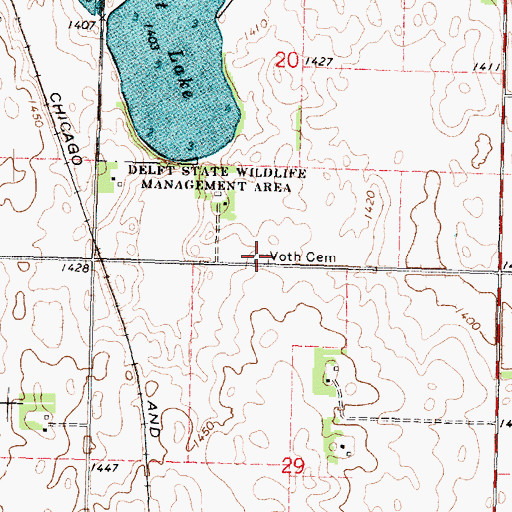 Topographic Map of Voth Cemetery, MN
