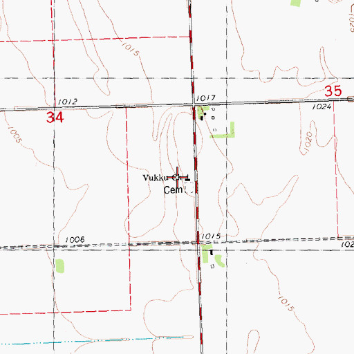 Topographic Map of Vukku Church, MN