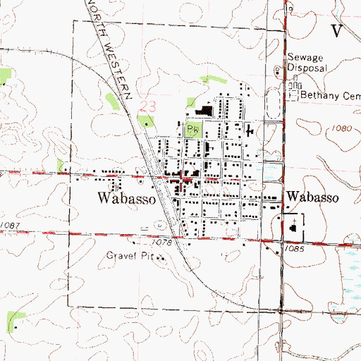 Topographic Map of Wabasso, MN