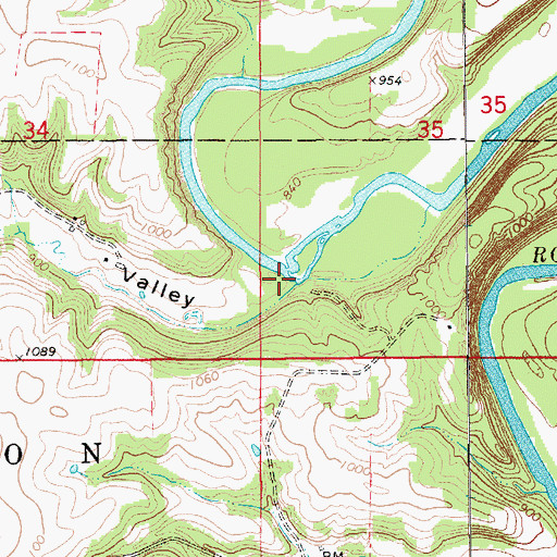 Topographic Map of Wadden Valley, MN