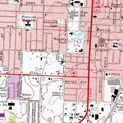 Topographic Map of Immanuel Baptist Church, AR