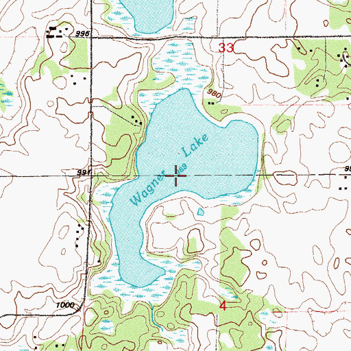 Topographic Map of Wagner Lake, MN