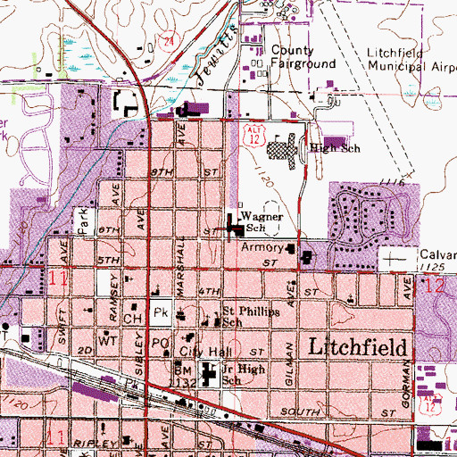 Topographic Map of Wagner School, MN