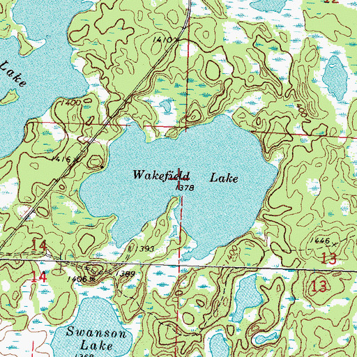 Topographic Map of Wakefield Lake, MN