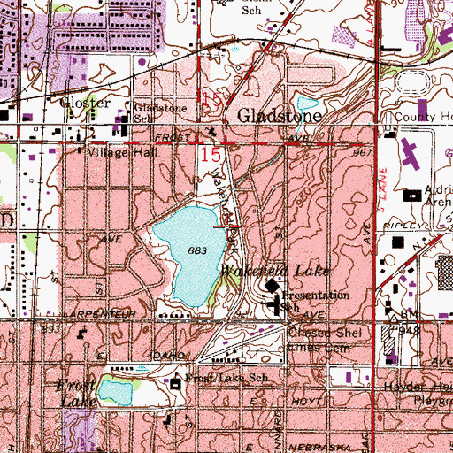 Topographic Map of Wakefield Park, MN