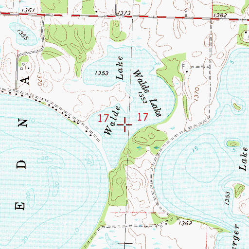 Topographic Map of Walde Lake, MN