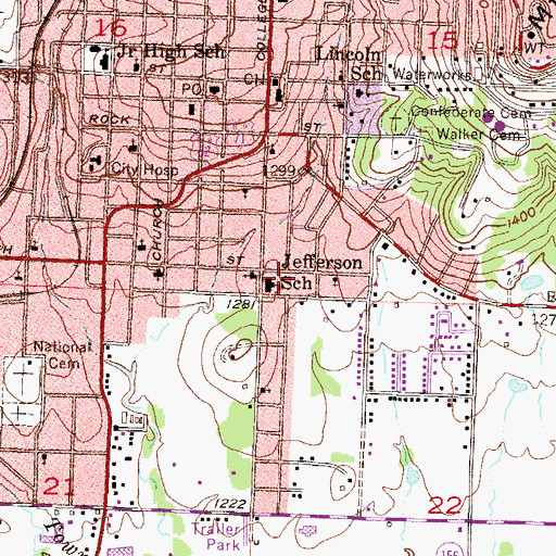 Topographic Map of Jefferson Park, AR