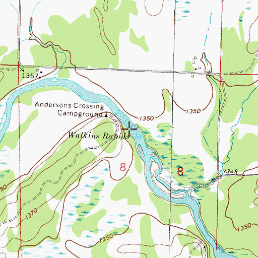 Topographic Map of Walkins Rapids, MN