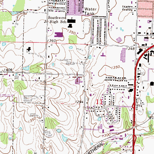 Topographic Map of John Tyson Elementary School, AR