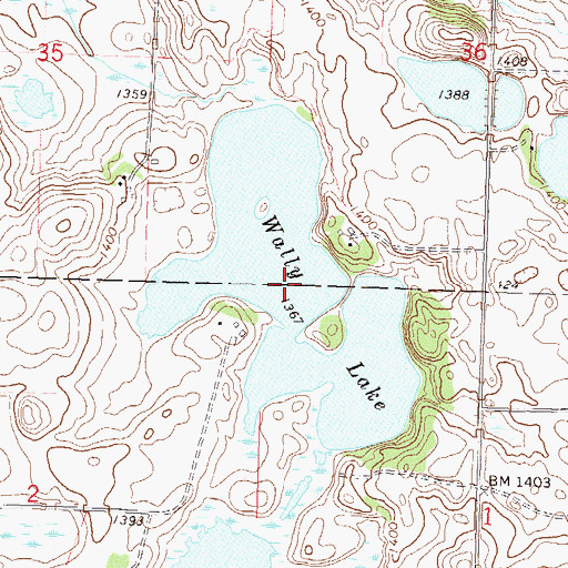Topographic Map of Wally Lake, MN
