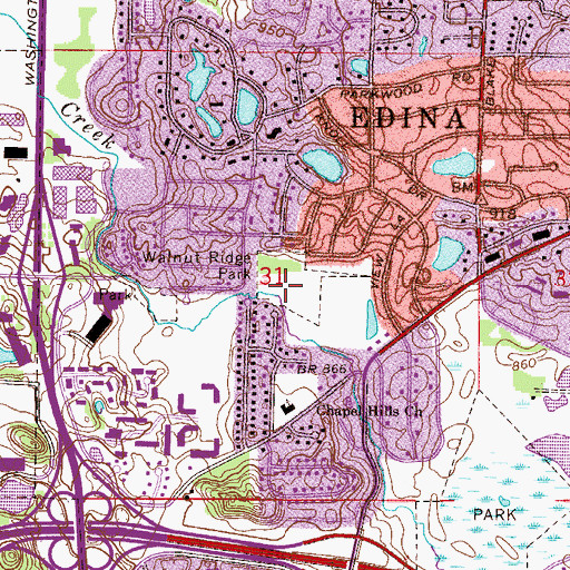 Topographic Map of Walnut Ridge Park, MN