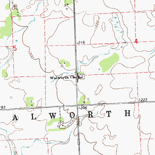 Topographic Map of Walworth Church, MN
