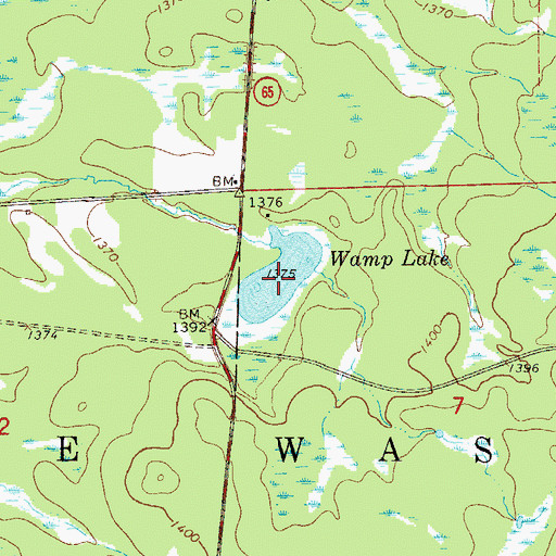 Topographic Map of Wamp Lake, MN