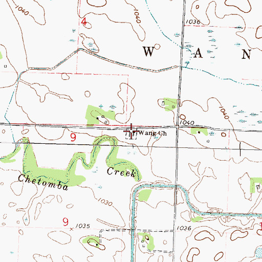 Topographic Map of Wang Church, MN