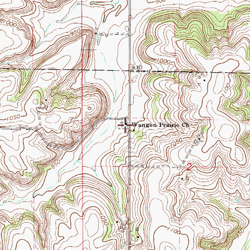 Topographic Map of Wangen Prairie Church, MN