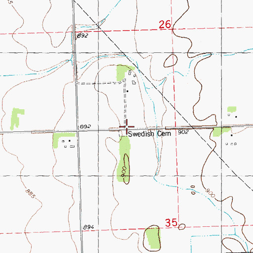 Topographic Map of Wanger Church, MN