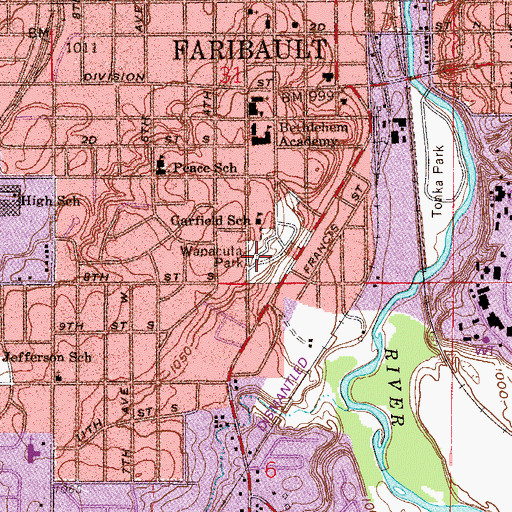 Topographic Map of Wapacuta Park, MN