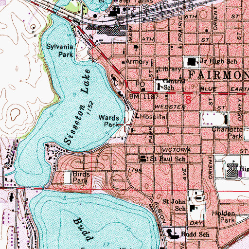 Topographic Map of Wards Park, MN