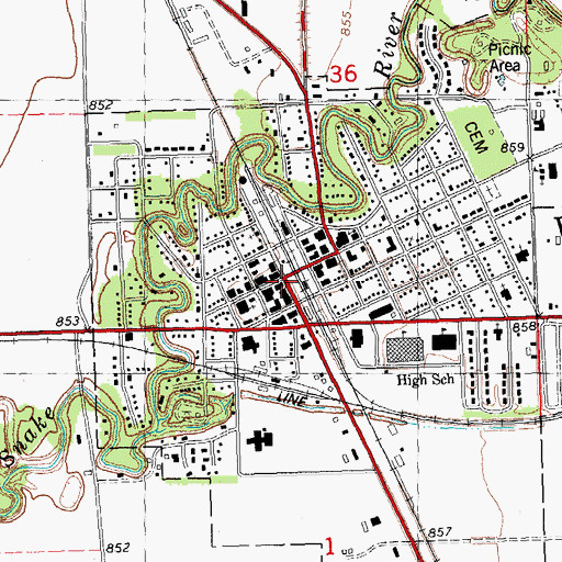 Topographic Map of Warren, MN