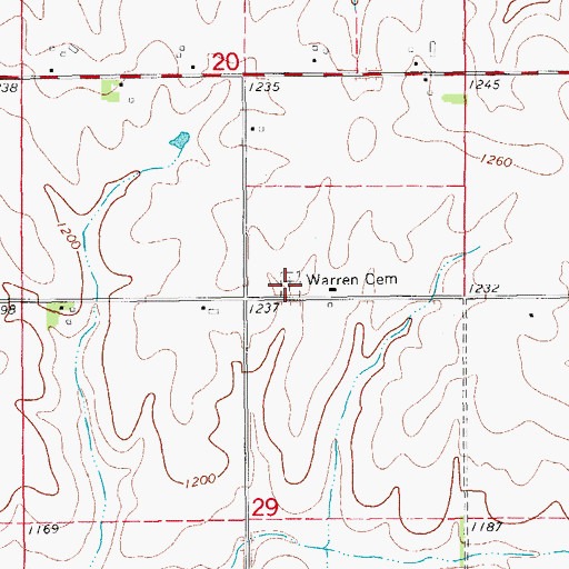 Topographic Map of Warren Cemetery, MN