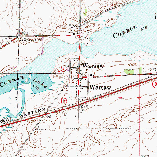 Topographic Map of Warsaw, MN