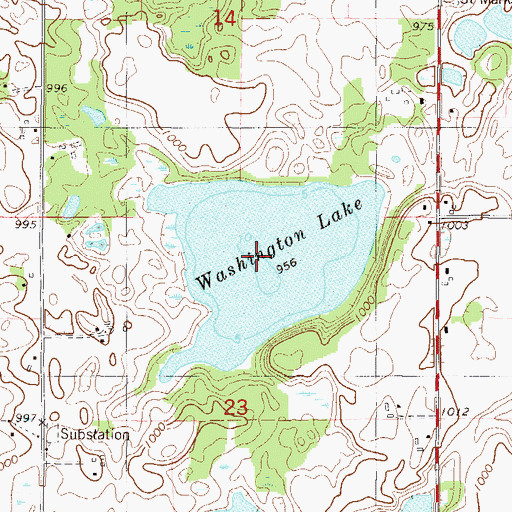 Topographic Map of Washington Lake, MN