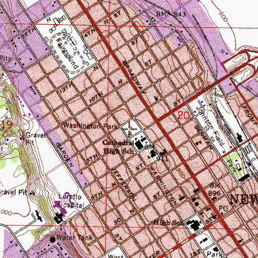 Topographic Map of Washington Park, MN