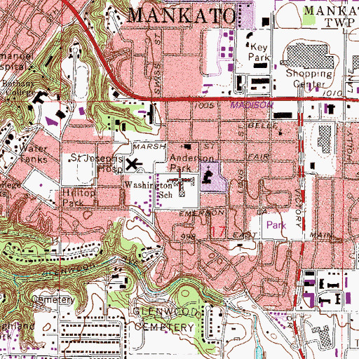 Topographic Map of Washington Elementary School, MN