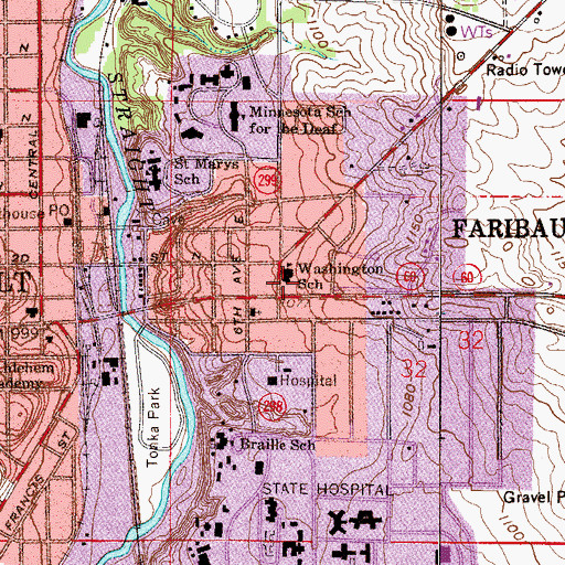 Topographic Map of Washington School, MN