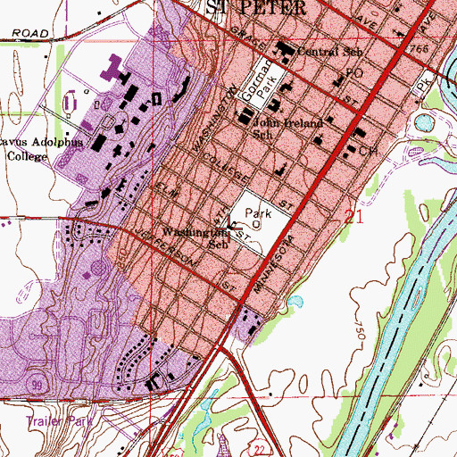 Topographic Map of Washington School, MN