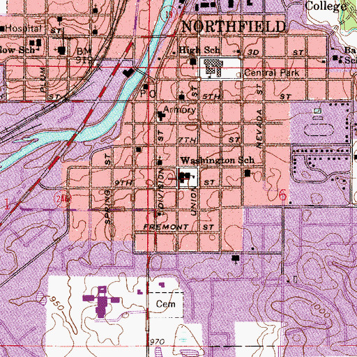 Topographic Map of Washington School, MN