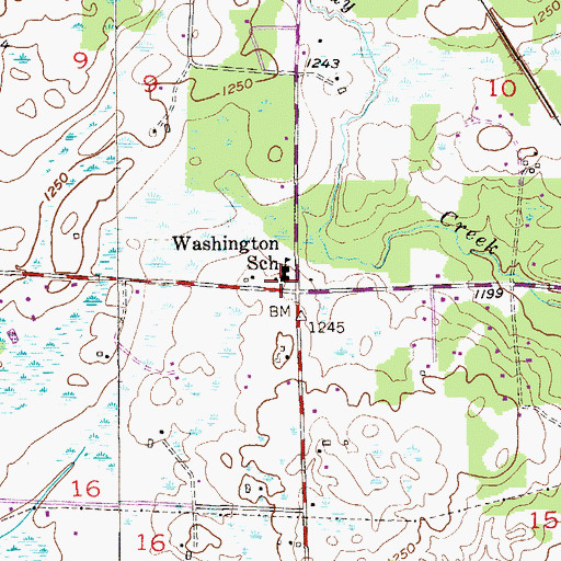 Topographic Map of Washington School, MN