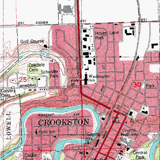 Topographic Map of Washington School, MN