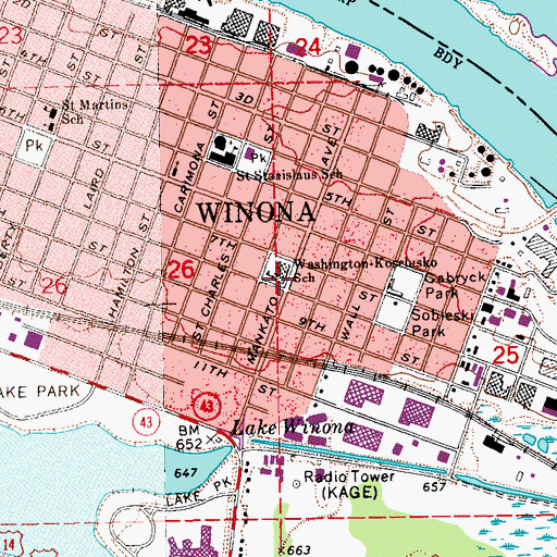 Topographic Map of Washington-Kosciusko School, MN