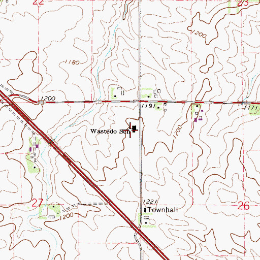 Topographic Map of Wastedo School, MN