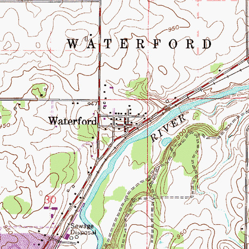 Topographic Map of Waterford, MN