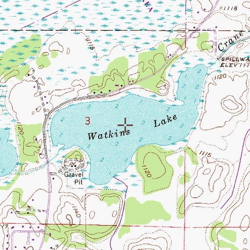 Topographic Map of Watkins Lake, MN
