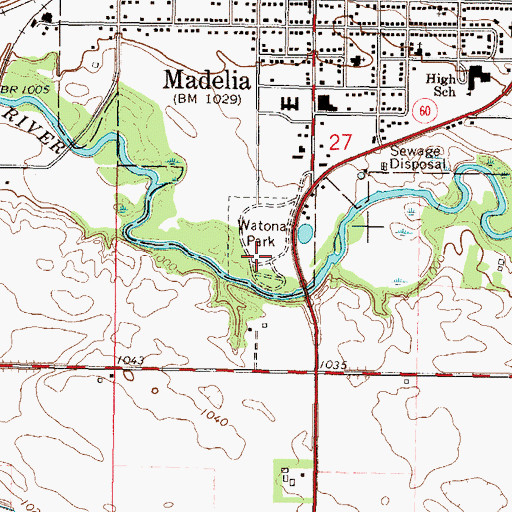 Topographic Map of Watona Park, MN