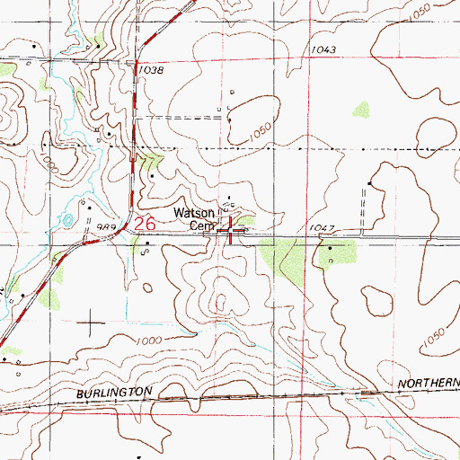 Topographic Map of Watson Cemetery, MN