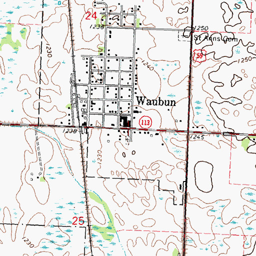 Topographic Map of Waubun, MN