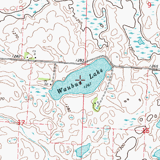 Topographic Map of Waubun Lake, MN