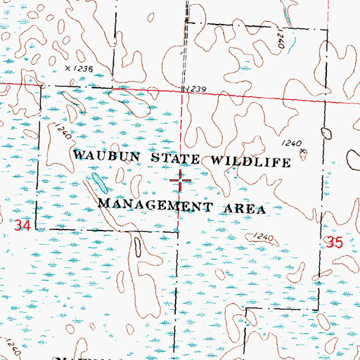 Topographic Map of Waubun State Wildlife Management Area, MN