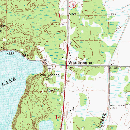 Topographic Map of Waukenabo, MN