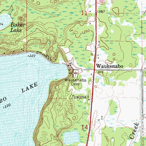 Topographic Map of Waukenabo Cemetery, MN