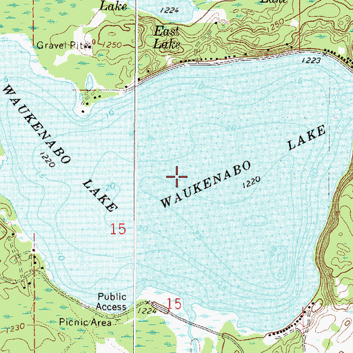 Topographic Map of Waukenabo Lake, MN