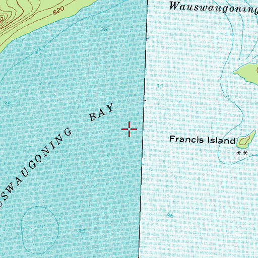 Topographic Map of Wauswaugoning Bay, MN