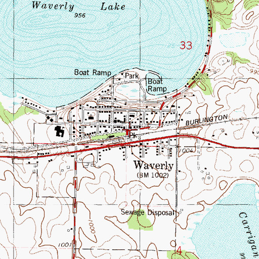 Topographic Map of Waverly, MN
