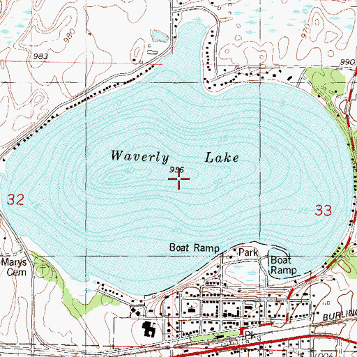 Topographic Map of Waverly Lake, MN
