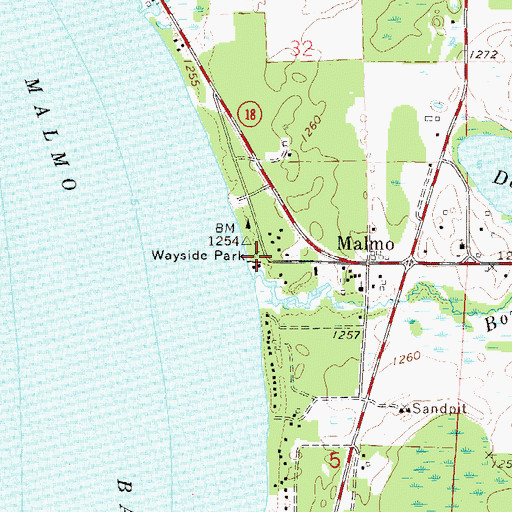 Topographic Map of Wayside Park, MN