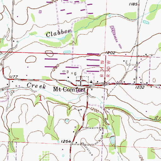 Topographic Map of Mount Comfort Cemetery, AR